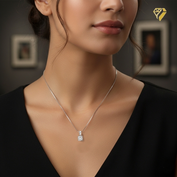 Anhänger 4,5mm rund mit Diamanten 0,06ct 14Kt 585 WEISSGOLD