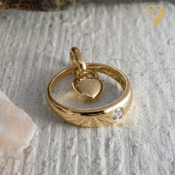 Anhänger Taufring 11,6mm Zirkonia Herz 333 GOLD