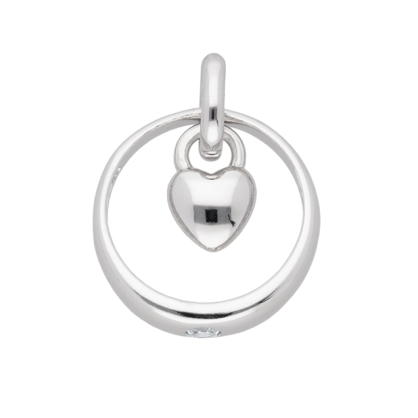 Anhänger Taufring 11,6mm Zirkonia Herz 925 Silber