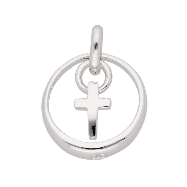 Anhänger Taufring Zirkonia Kreuz 925 Silber