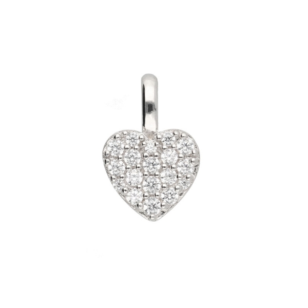 Anhänger 7,3x11,3mm Herz mit Zirkonias rhodiniert Silber 925