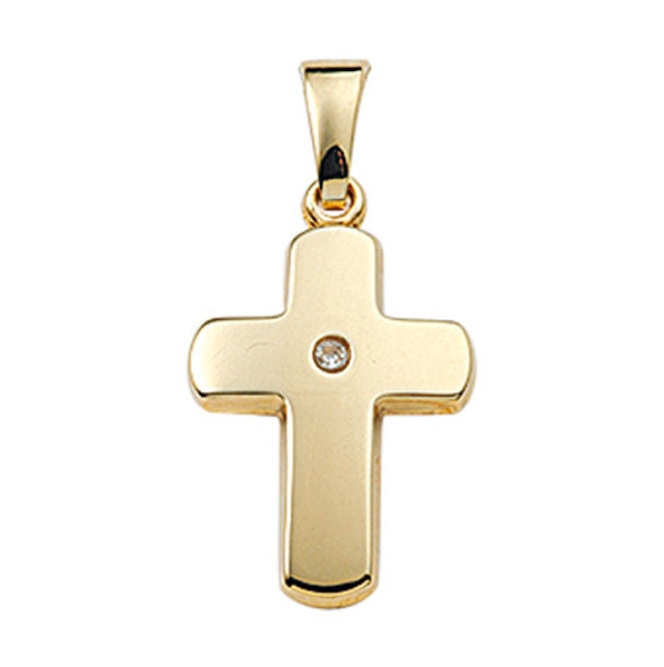Anhänger Kreuz 11x15mm mit Diamant 0,008ct 14Kt 585 GOLD