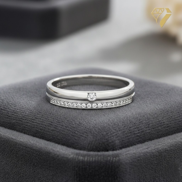 Ring 4,3mm mit Zirkonias glänzend rhodiniert 925 Silber Gr. 66