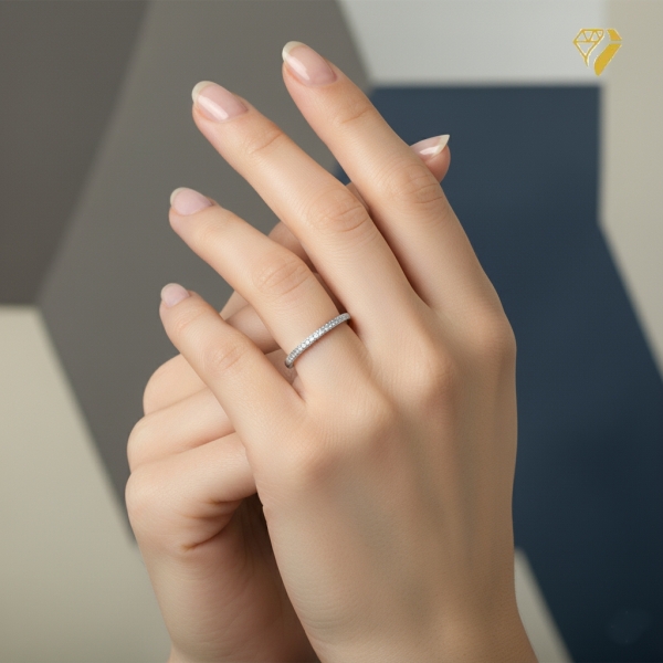 Ring 1,5mm mit Diamanten 0,06ct 585 WEISSGOLD