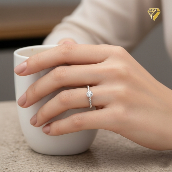Ring Besatzmaß 4,8mm mit Diamant 0,06ct 585 WEISSGOLD