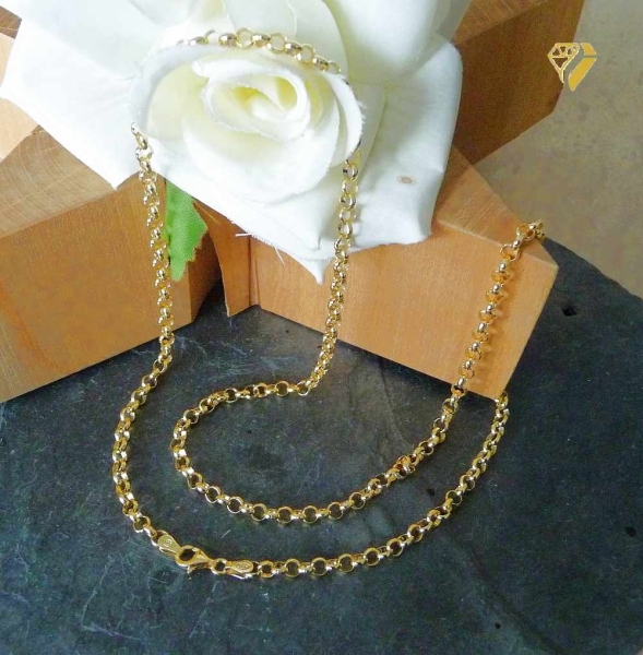 Kette Ankerkette 3,8mm rund Erbskette vergoldet Silber 925 55cm