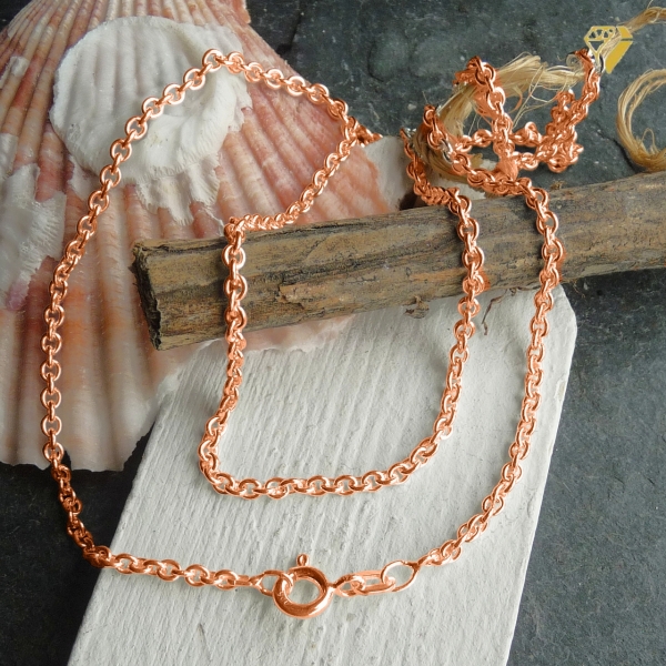 Collier Kette Anker rund 2,3mm Silber rosé vergoldet 42cm