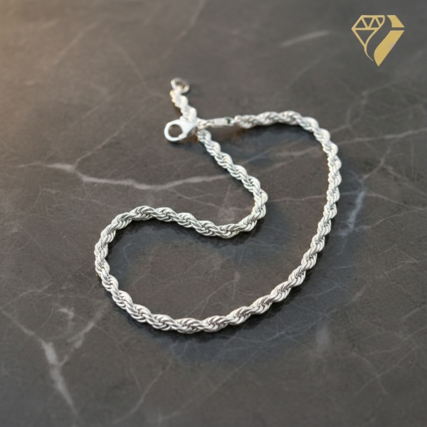 Armband 4,4mm Kordelkette Silber 925 19cm