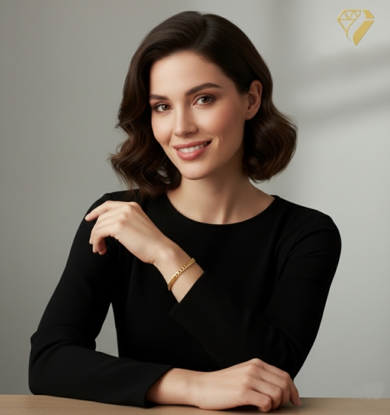 Armband Kette Panzer flach 6,7mm Silber 925 vergoldet 21cm