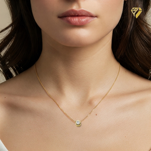 Anhänger 4,9mm rund mit Diamant 0,10ct 14Kt 585 GOLD