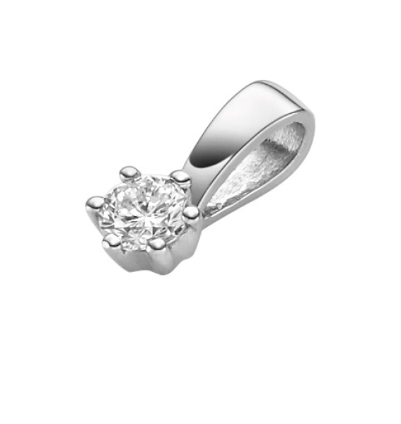 Anhänger 4,3mm rund mit Diamant 0,20ct 14Kt 585 WEISSGOLD