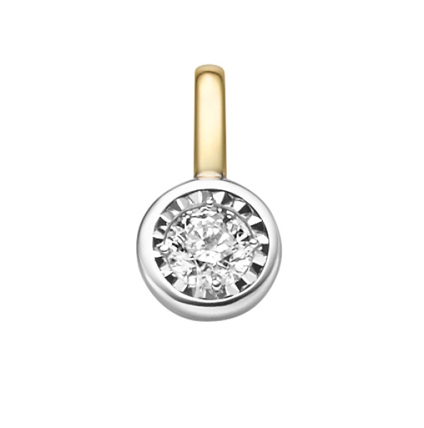 Anhänger 6mm rund bicolor mit Diamant 0,18ct 14Kt 585 GOLD