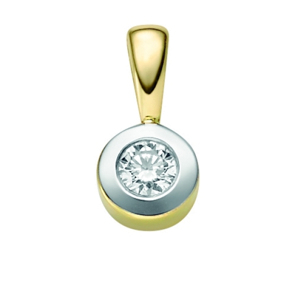 Anhänger 5,8mm rund bicolor mit Diamant 0,15ct 14Kt 585 GOLD