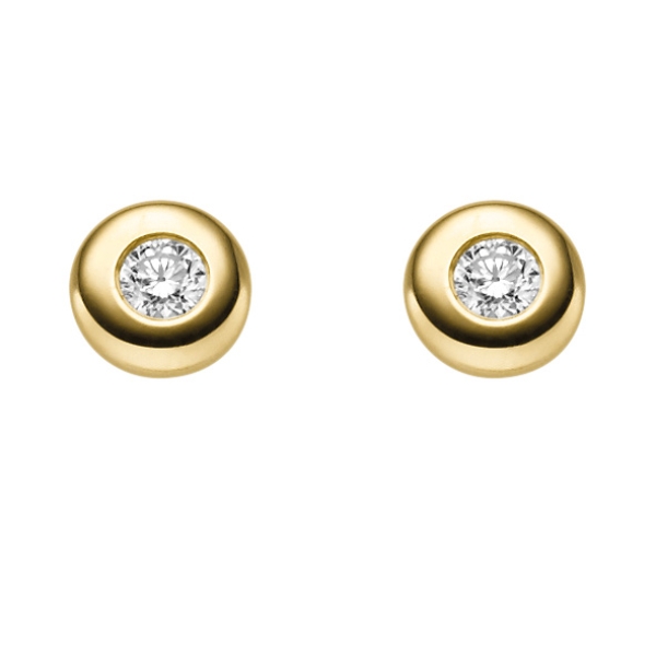 Ohrstecker rund 5,7mm mit Diamant 0,15ct 14Kt 585 GOLD