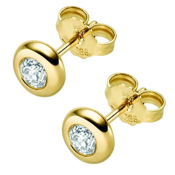 Ohrstecker rund 5,7mm mit Diamant 0,25ct 14Kt 585 GOLD