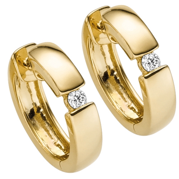 Creolen 13mm Brillanten 0,06ct 14 Kt 585 GOLD