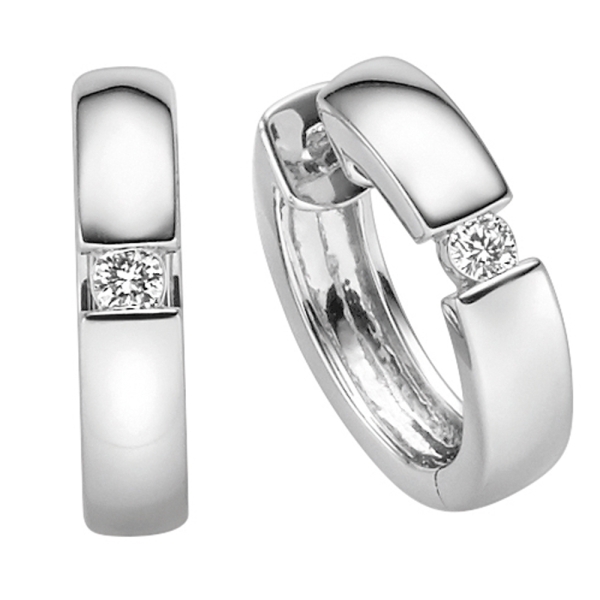 Creolen 13mm Brillanten 0,06ct 14 Kt 585 WEISSGOLD