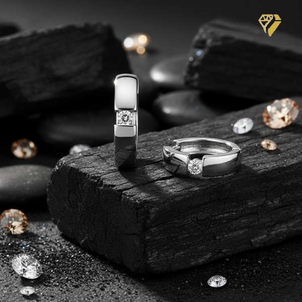 Creolen 13mm Brillanten 0,06ct 14 Kt 585 WEISSGOLD