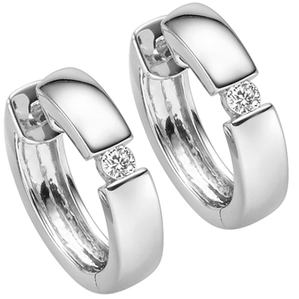 Creolen 13mm Brillanten 0,06ct 14 Kt 585 WEISSGOLD
