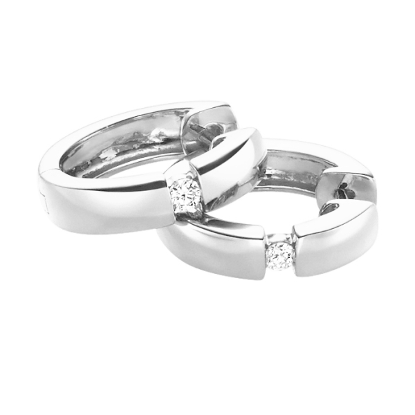 Creolen 13mm Brillanten 0,06ct 14 Kt 585 WEISSGOLD