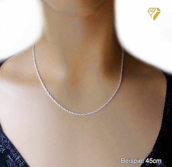 Kette Collier Doppelankerkette gedreht Silber 925, vergoldet, rosé vergoldet 50cm