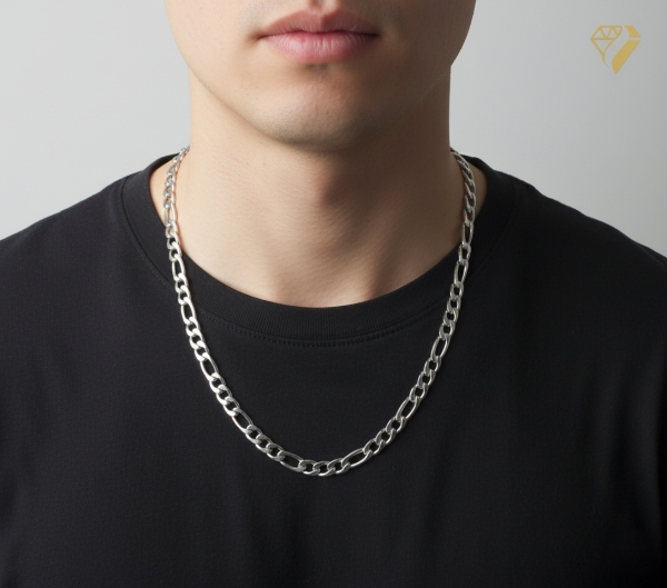 Kette Collier Edelstahl Figaro 7,3mm 50cm