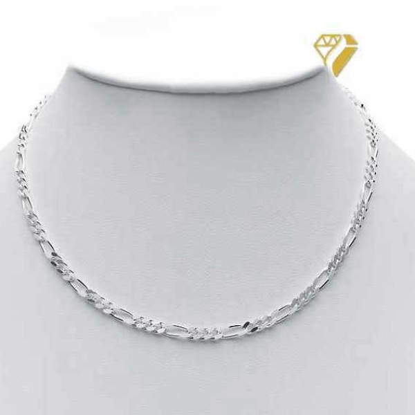 Kette Collier Figaro Muster 3.4mm Silber 925 50cm