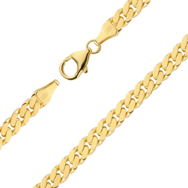 Collier Kette Panzer flach 6,7mm Silber 925 vergoldet 45cm