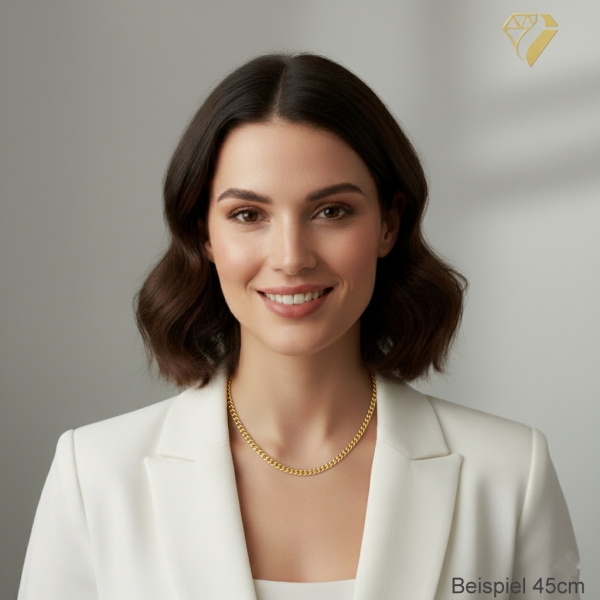 Collier Kette Panzer 4mm Silber 925 vergoldet 45cm