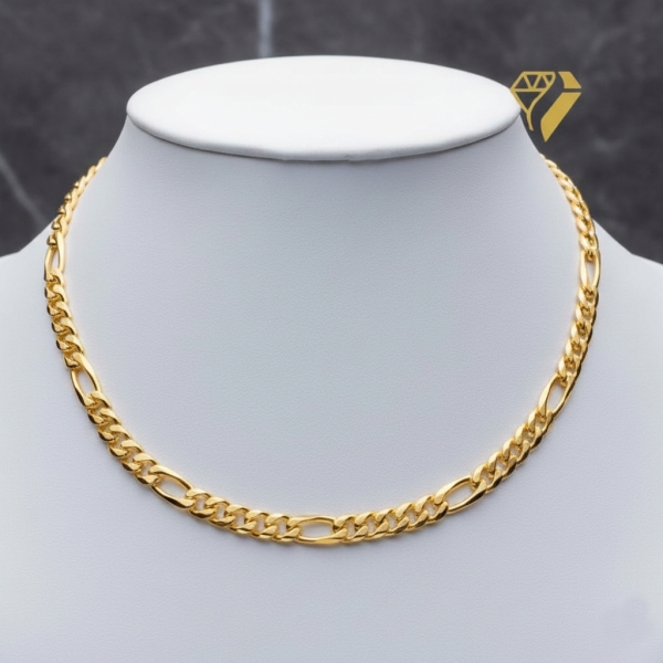 Kette Collier Figaro Muster 4.4 mm Silber 925 vergoldet 60cm