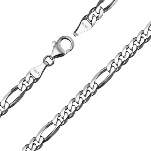 Armband Figaro Muster 5.1 mm Silber 925 19cm