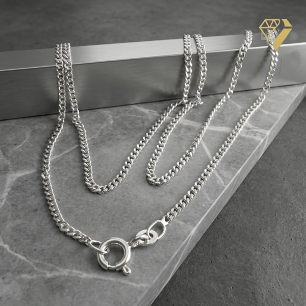 Collier Panzer flach Kette 1,8mm 14Kt WEISSGOLD 40cm