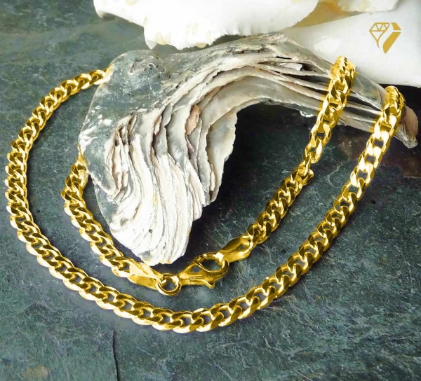 Collier Kette Panzer 4,5mm Silber 925, vergoldet, rosé vergoldet 50cm