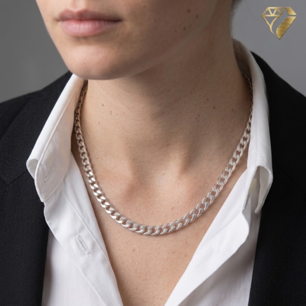 Kette Collier Panzer flach 6x2mm Silber 925 50cm