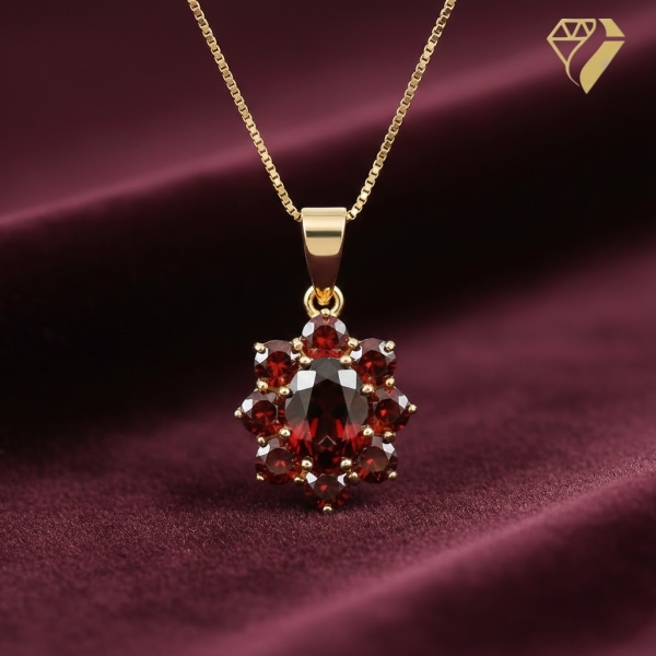 Anhänger 13x14mm Granat 333 Gold