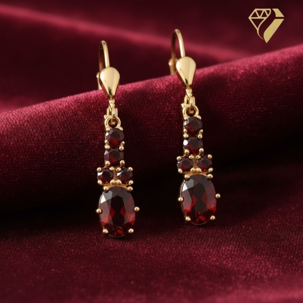 Ohrhänger mit Brisur Granat 333 Gold