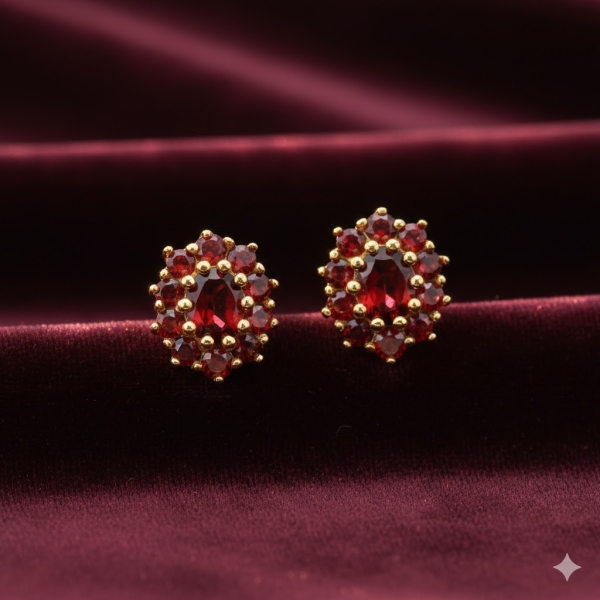 Ohrstecker 10,5x8,9mm Granat 333 Gold