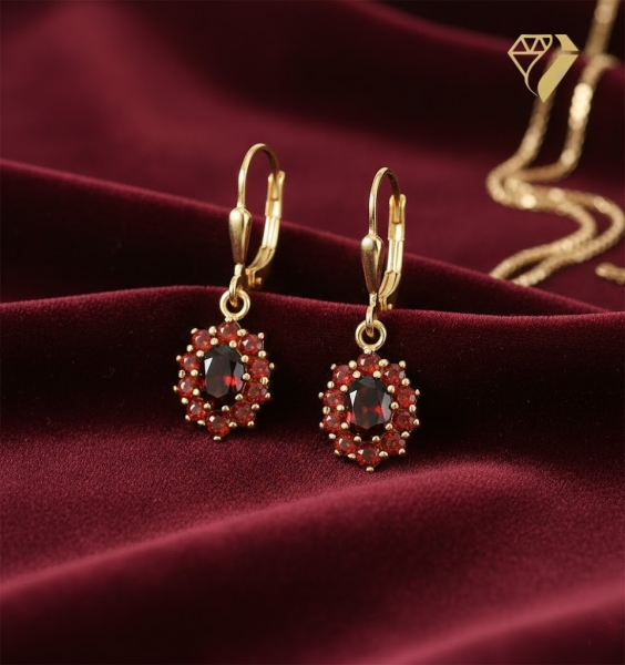 Ohrhänger mit Brisur Granat 333 Gold