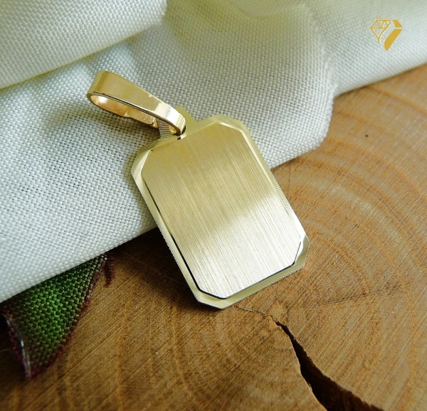 Anhänger Gravurplatte eckig 11x15mm 8Kt Gold