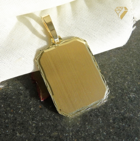 Anhänger Gravurplatte eckig 14x17mm 8Kt Gold
