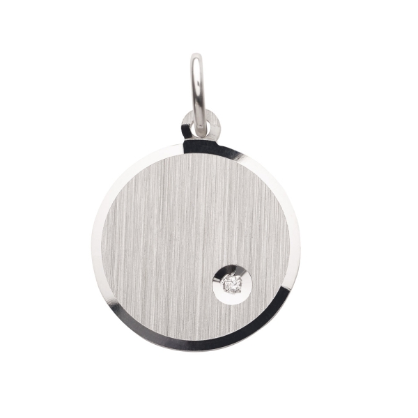 Anhänger Gravurplatte rund 925 Silber Zirkonia