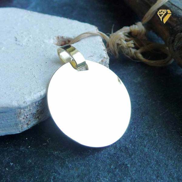 Anhänger Gravurplatte rund 18mm 8Kt Gold