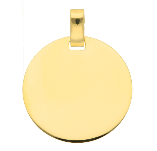 Anhänger Gravurplatte rund 18mm 8Kt Gold