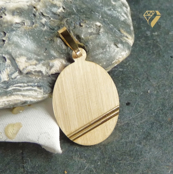 Anhänger Gravurplatte oval 13x16mm 8Kt Gold