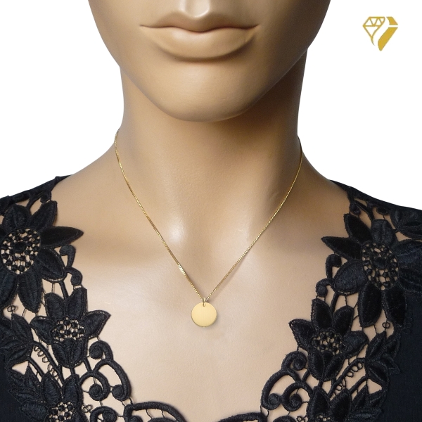 Anhänger Gravurplatte rund mattiert 14mm 14Kt 585 Gold