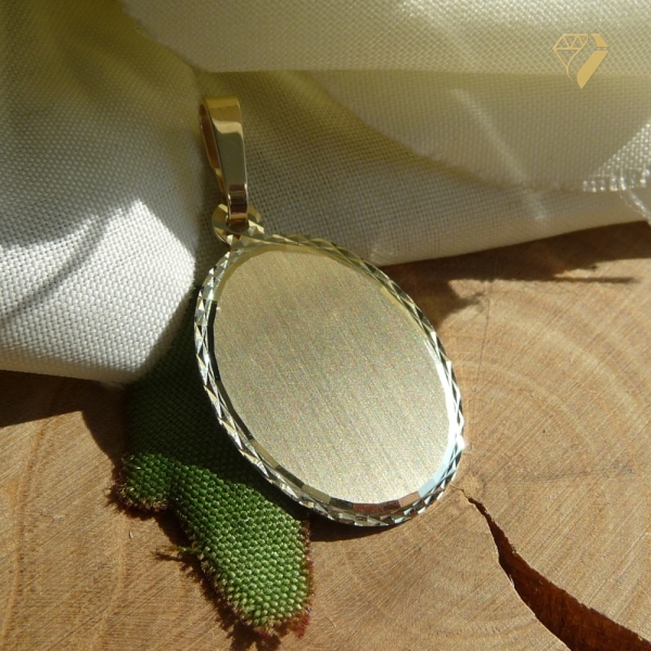 Anhänger Gravurplatte oval 14x17mm 14Kt Gold