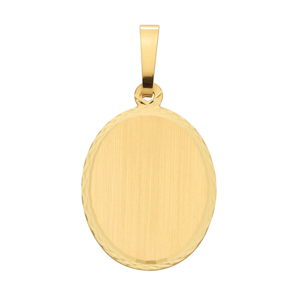 Anhänger Gravurplatte oval 14x17mm 14Kt Gold