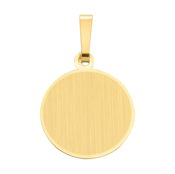 Anhänger Gravurplatte rund 14mm 14Kt Gold