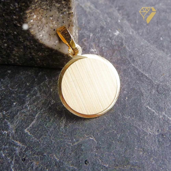 Anhänger Gravurplatte rund 14mm 14Kt Gold