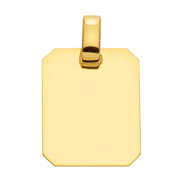 Anhänger Gravurplatte eckig 15x18mm 14Kt Gold